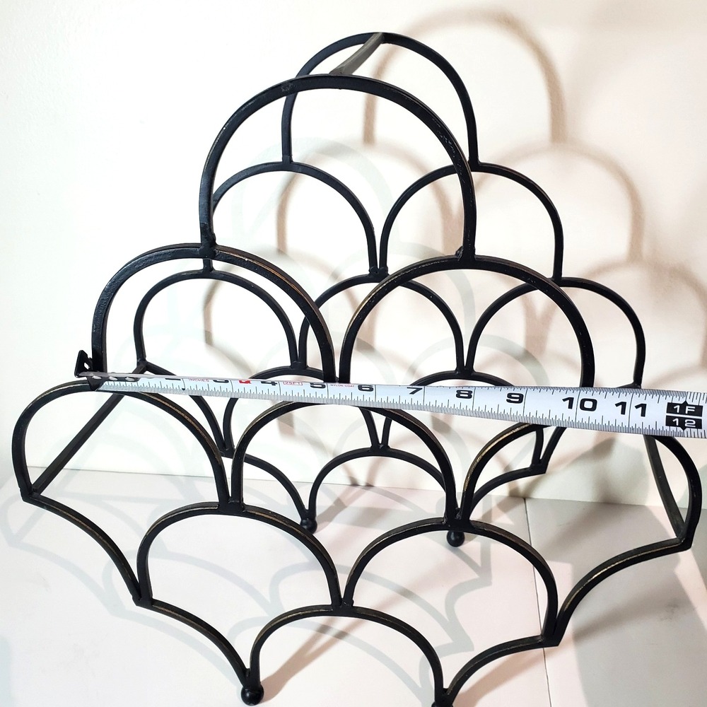Black Wrought Iron 8-Bottle Freestanding Arch Wine Rack Countertop Display Stand - Picture 7 of 9